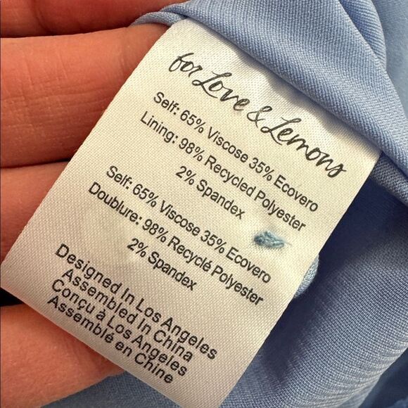 Love & Lemons Charlene Puff Sleeve Mini Dress in blue floral print - Picture 5 of 5